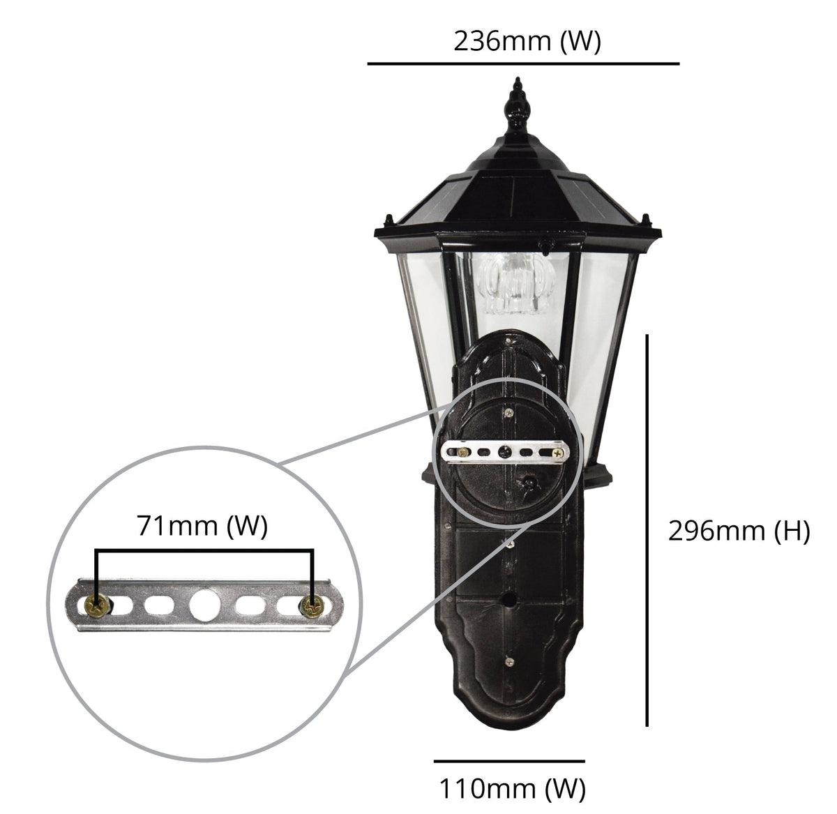 Bramwick wall plate and fixing dimensions