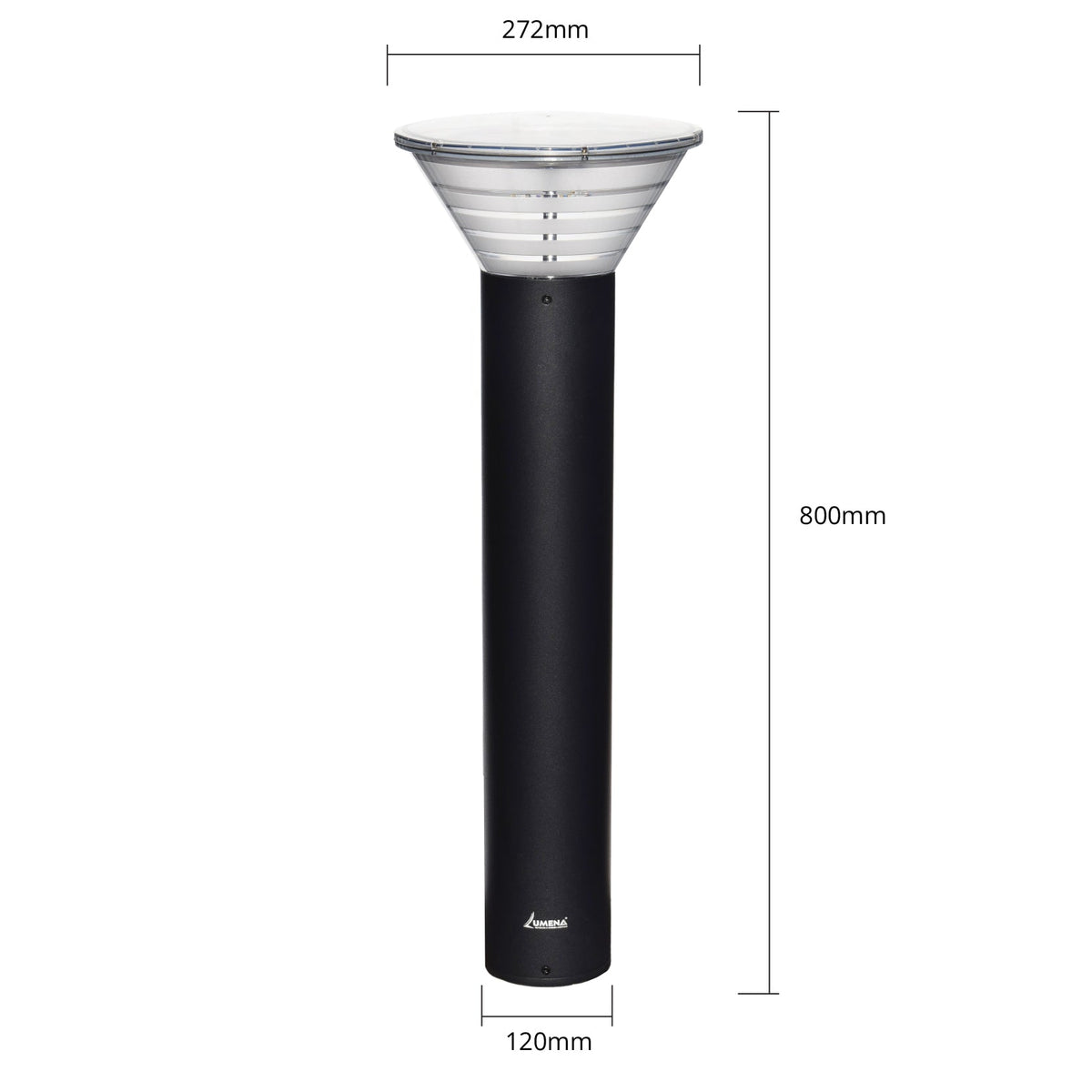 Onyx solar bollard dimensions and technical drawing
