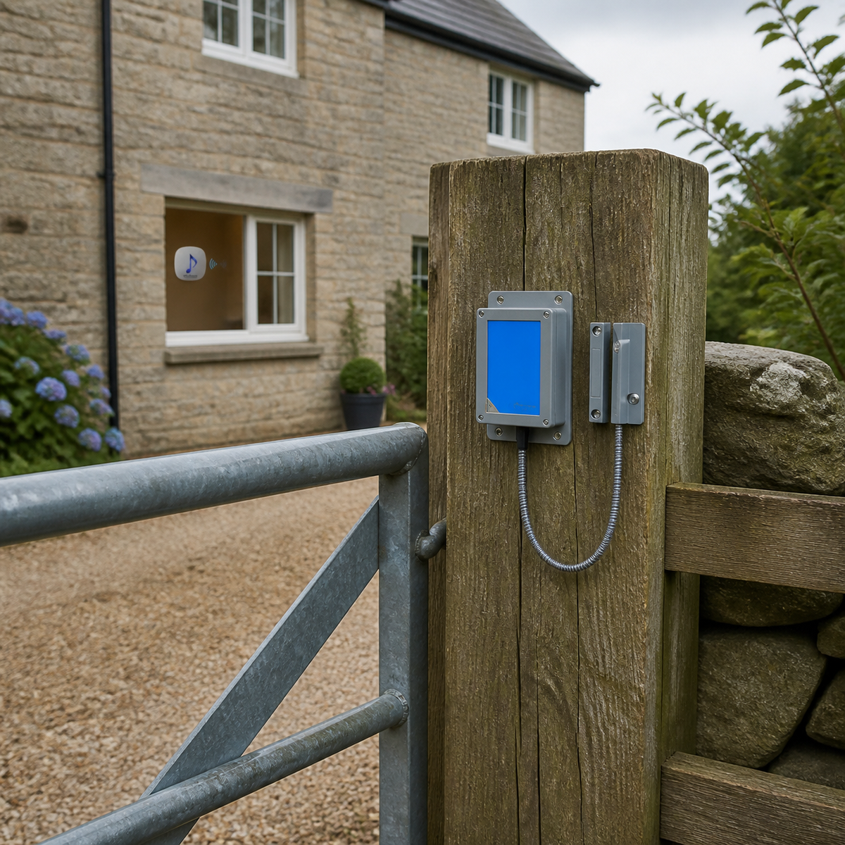 Rural Secure 300m Wireless Gate Alert installed on a rural gate