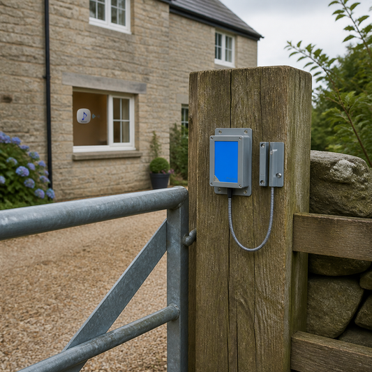 Rural Secure 300m Wireless Gate Alert installed on a rural gate