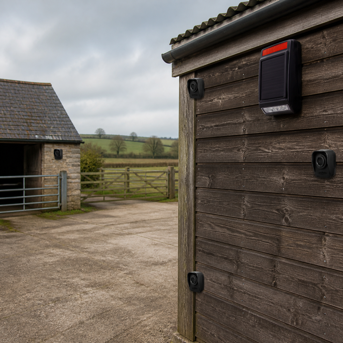 Four-PIR Alarm with Solar Siren included in the Rural Secure Complete Farm Protection Kit