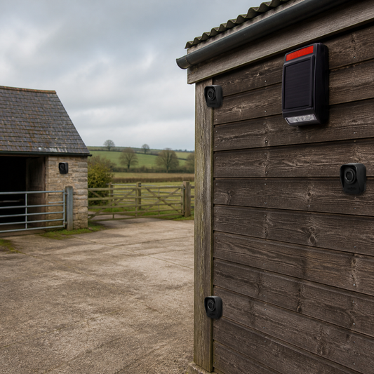 Four-PIR Alarm with Solar Siren included in the Rural Secure Complete Farm Protection Kit
