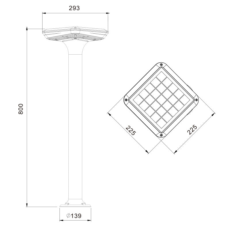 Bastion solar post light dimensions – 800mm high