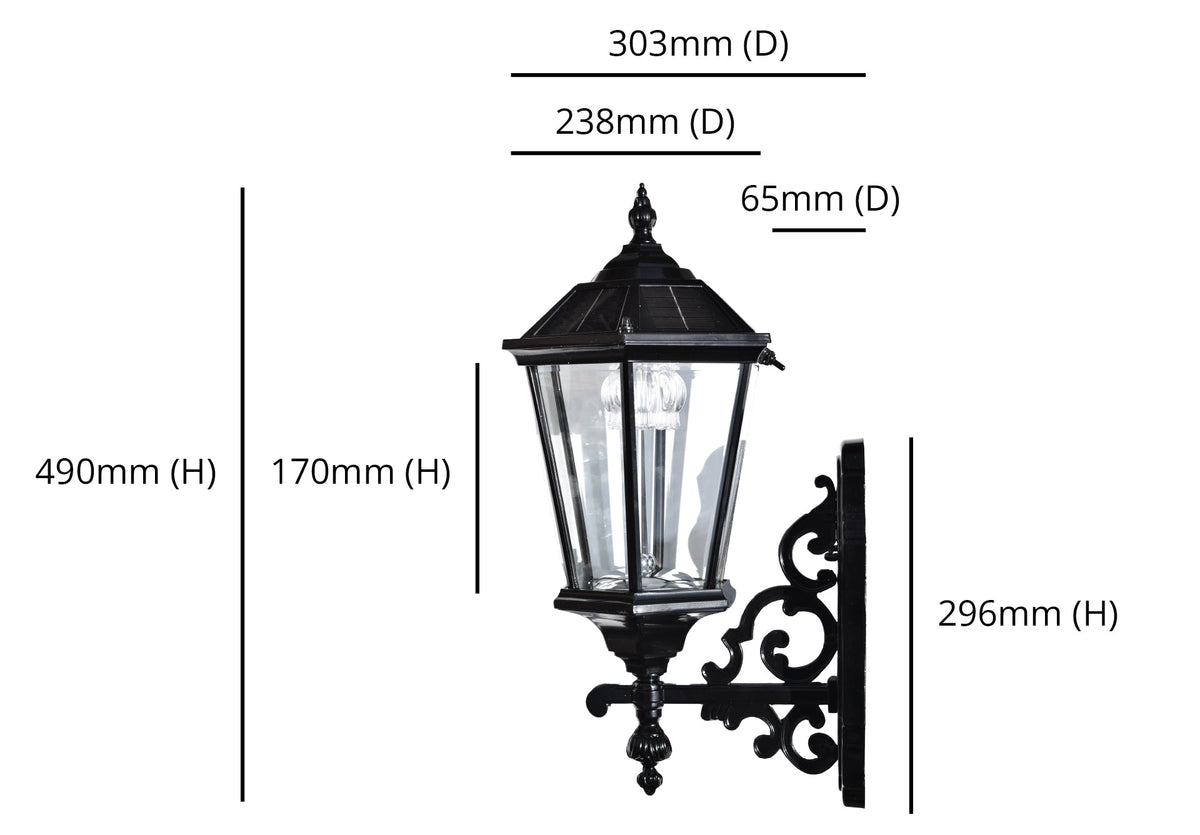 Bramwick solar wall light overall dimensions