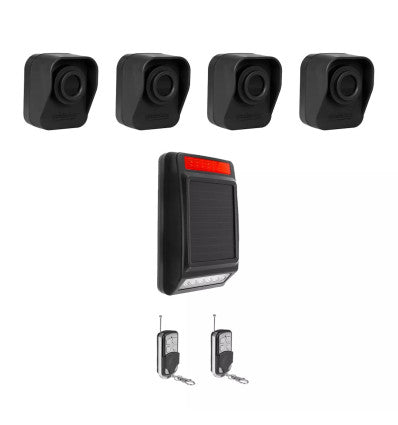 Rural Secure four-PIR alarm kit with solar-powered siren and strobe