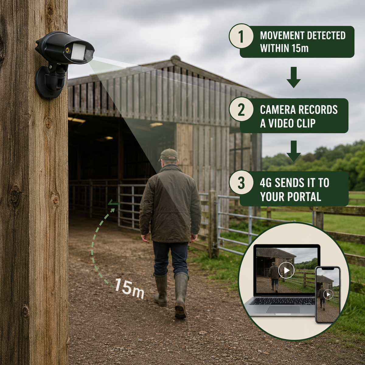 How the Rural Secure Wireless HD Cam 15m works