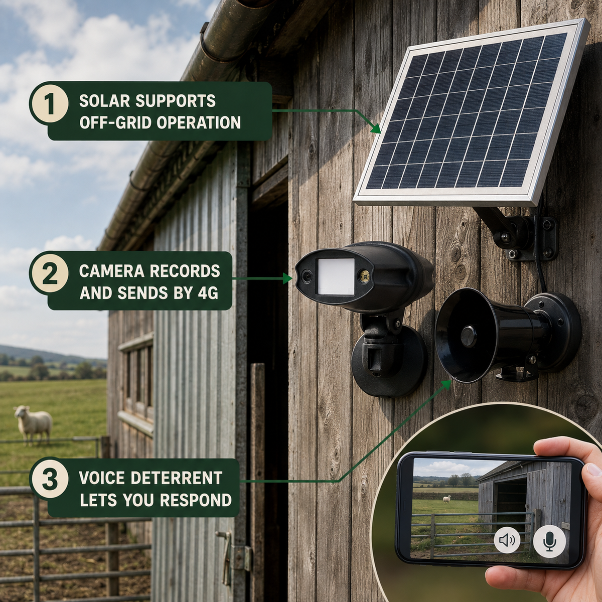 How the Rural Secure Wireless HD Cam Full Off-Grid Kit works