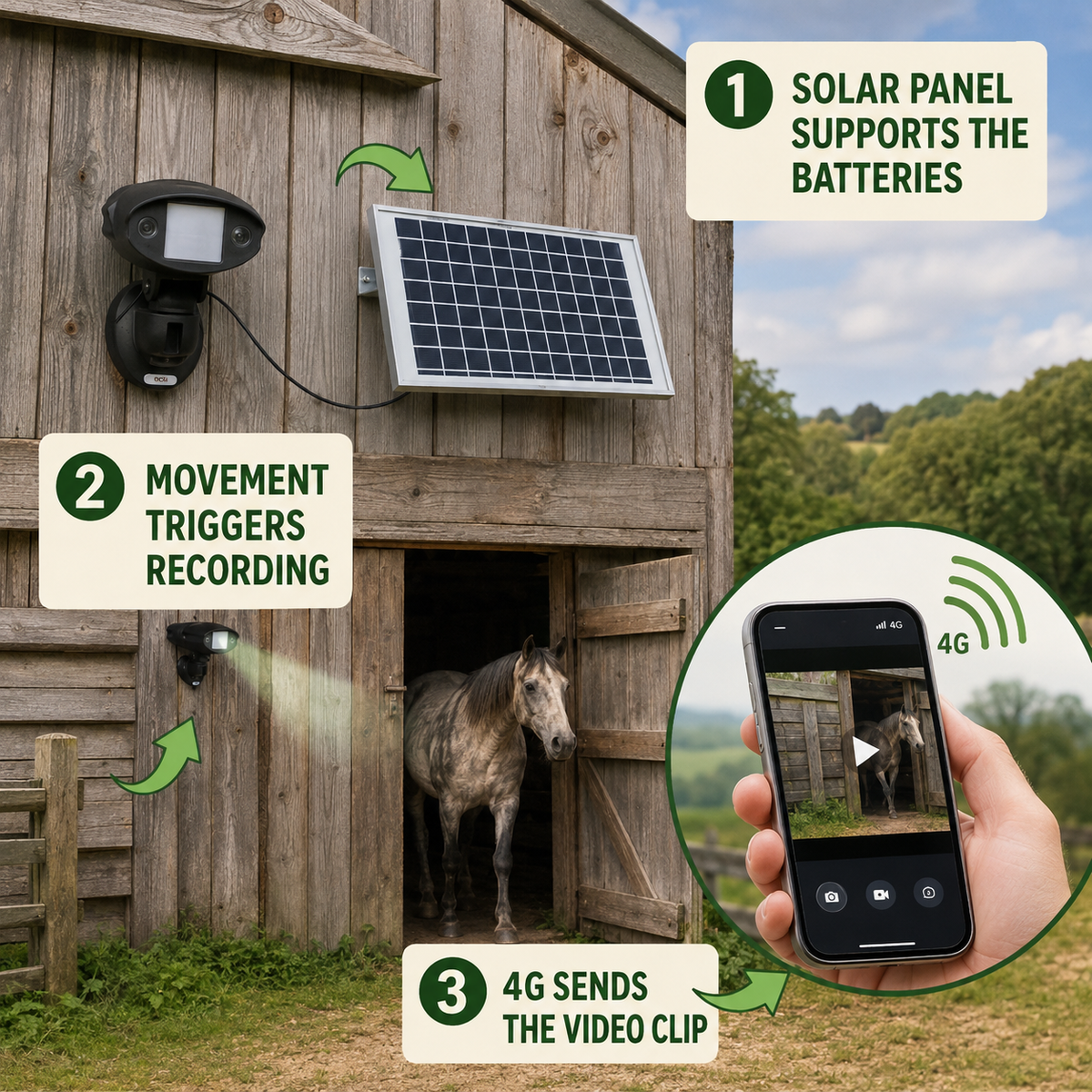 How the Rural Secure Wireless HD Cam Solar Kit works