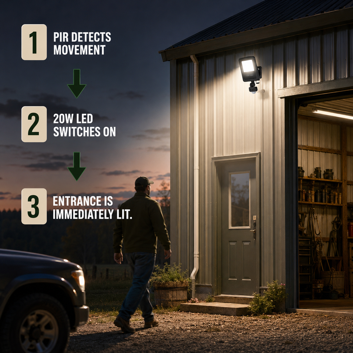 How the Rural Secure MotionGuard 20W PIR Security Light works