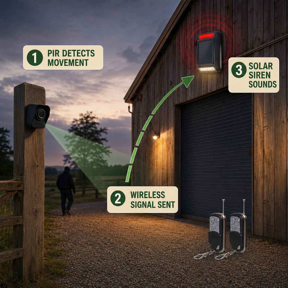 How the Rural Secure PIR Alarm with Solar Siren works
