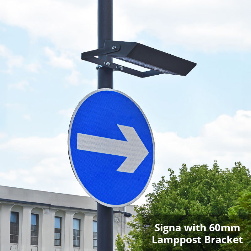 Signa solar area light mounted on a lamppost