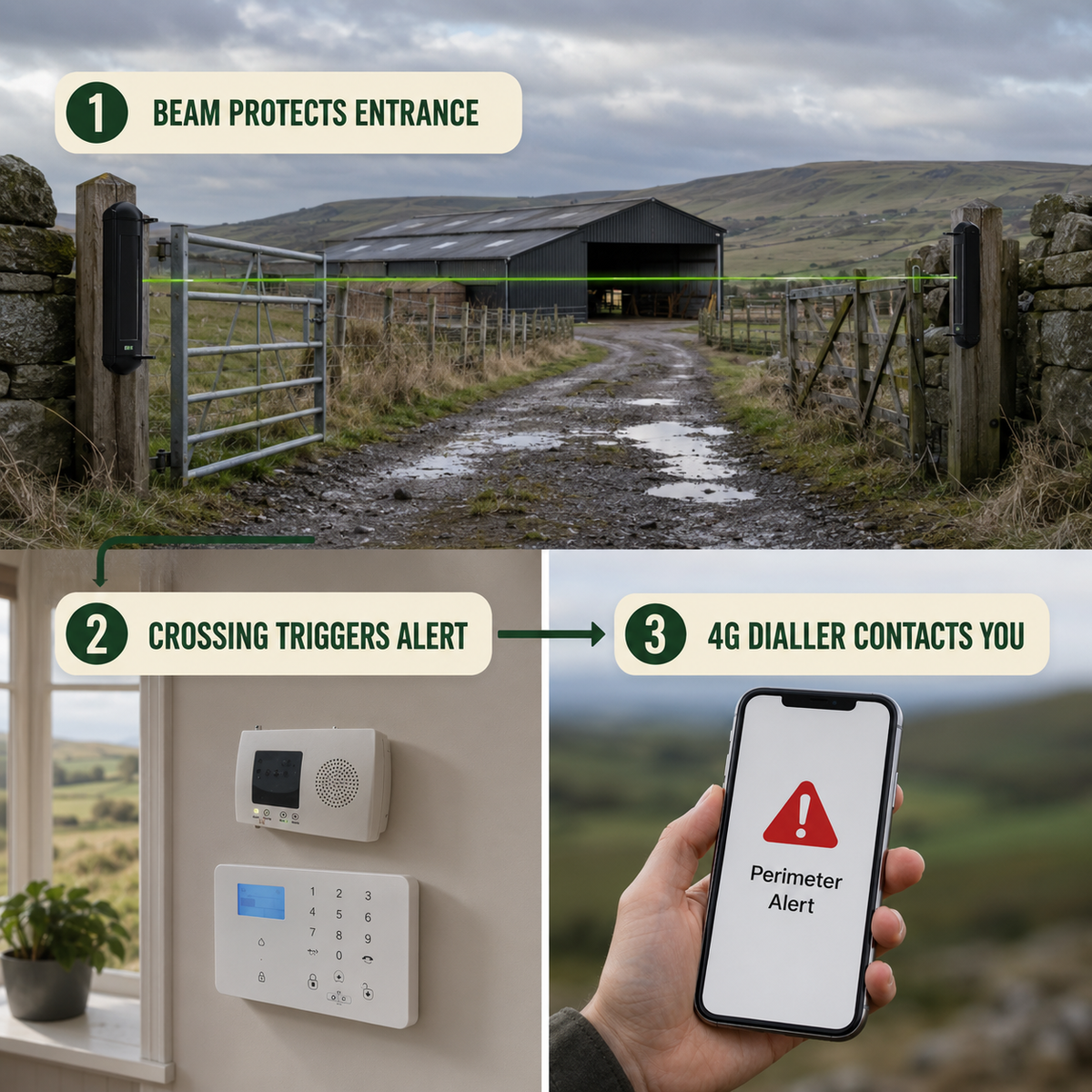 How the Rural Secure Single-Beam 4G Perimeter Alert works