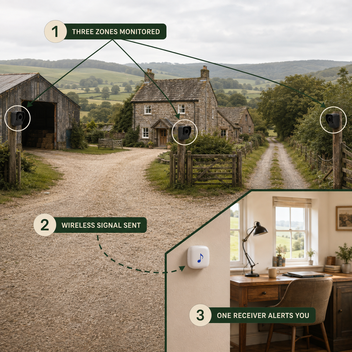 How the Rural Secure Triple PIR Driveway Alert works