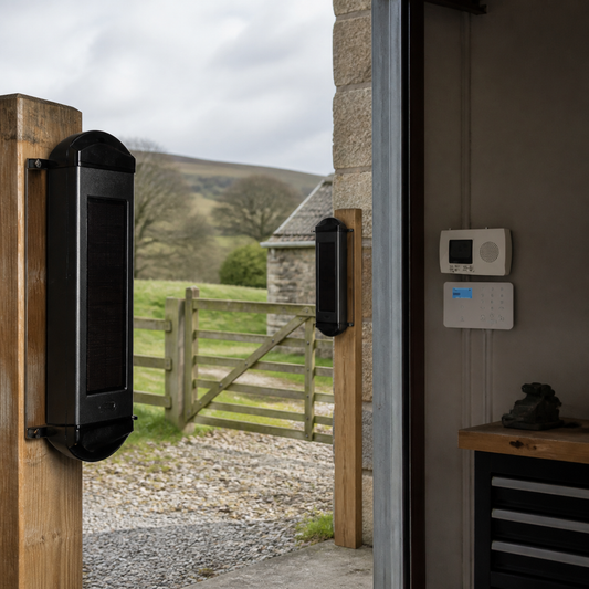 Rural Secure Single-Beam 4G Perimeter Alert installed at a rural entrance